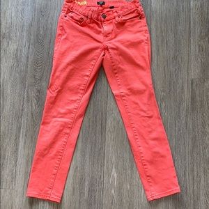 J.Crew “Toothpick” Coral/Red Skinny Ankle Jeans 26
